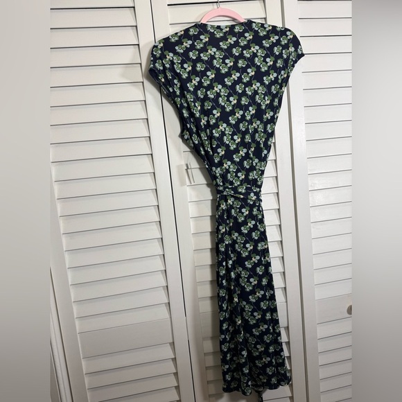 NWT Lark & Ro Womens Cap Sleeve Wrap Floral Navy & Green Dress Size L - Picture 5 of 5